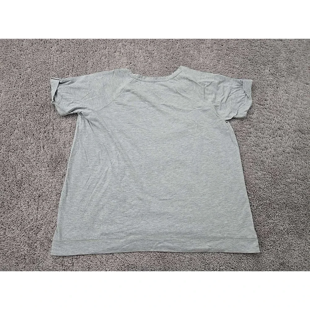 Woman Within Blouse Womens L Gray Cuffed Butterfly Kangaroo‎ Pocket Patriotic